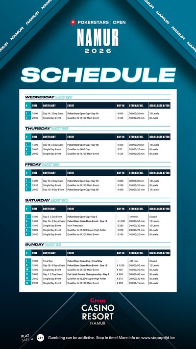 MKBC 1970  - PokerStars Open - NAMUR 2026 - Schedule_1
